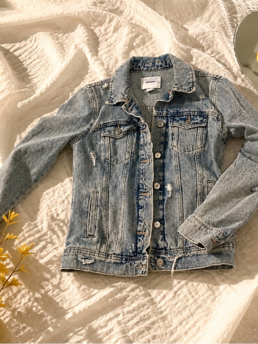Old Navy Light Blue Distressed Denim Jacket